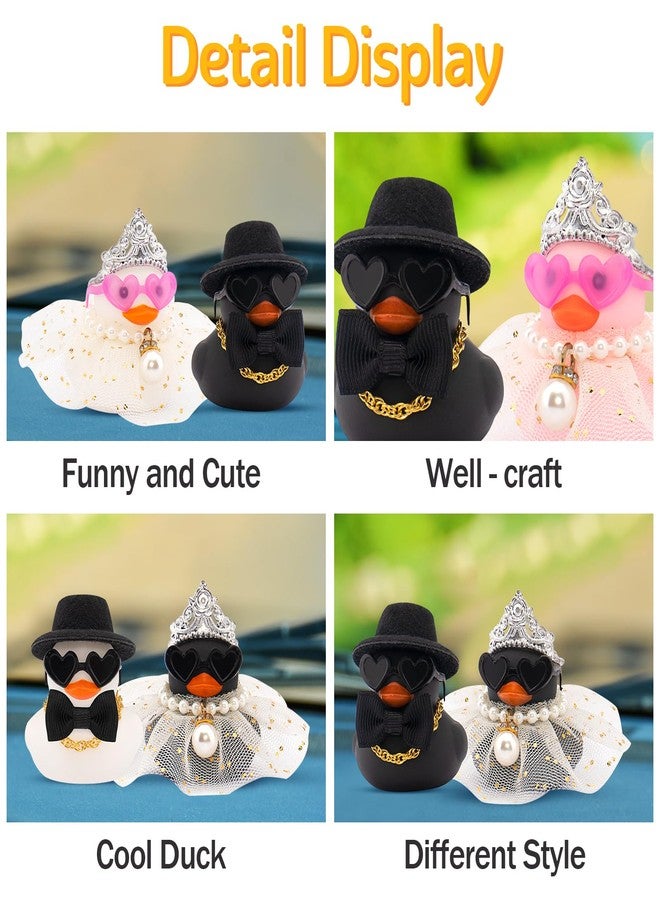 wonuu Pair Set of 2 Colorful Wedding Rubber Ducks, Bride Groom Duckies Marriage Rubber Duck Mini Couple Ducky for Ceremony Gift Souvenir Marry Blessings Elegant Heartwarming Present, Black&White - Image 4
